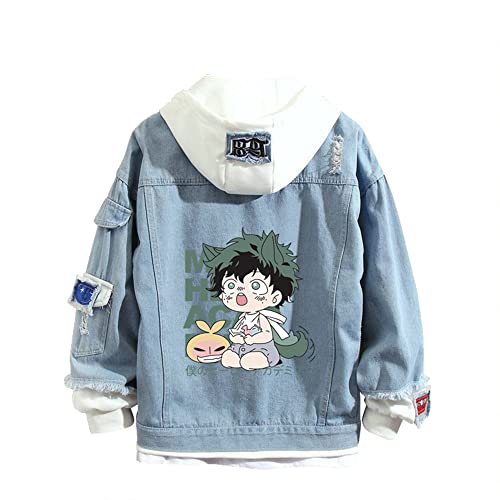 CSOCKS MHA Jacke Hoodie Shoto Todoroki Anime Denim Kapuzenjacke Todoroki Shoto Deku Freunde Cosplay Jeansjacke für Männer Frauen Jugend von CSOCKS