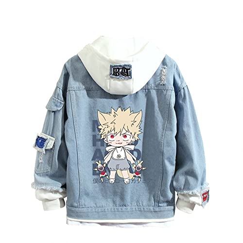 CSOCKS MHA Jacke Hoodie Shoto Todoroki Anime Denim Kapuzenjacke Todoroki Shoto Deku Freunde Cosplay Jeansjacke für Männer Frauen Jugend von CSOCKS