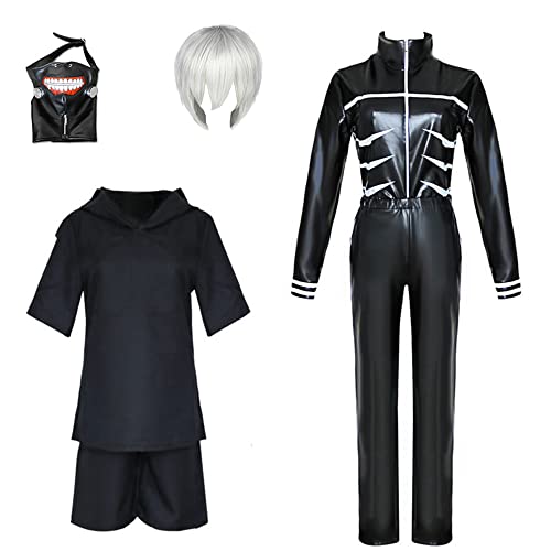 CSOCKS Tokyo Ghoul Cosplay Kostüm Ken Kaneki Jumpsuit Kleid Schwarze Kampfuniform mit Maske und Perücke Männer Frauen von CSOCKS