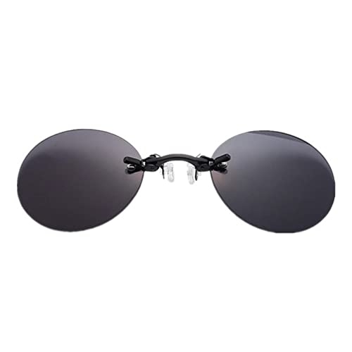 Clip On Nase Brille Runde Bogen Matrix Morpheus Sonnenbrille Mini Rahmenlos Jahrgang Männer Brillen-Schwarz von CSRP