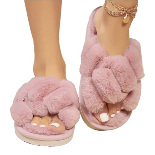 CSSHNL Damen offene Zehenschlappen Damen Hausschuhe Gemütliche Hausschuhe Indoor Rutschfeste Offene Zehenschuhe Weich Leicht(Pink,42-43) von CSSHNL