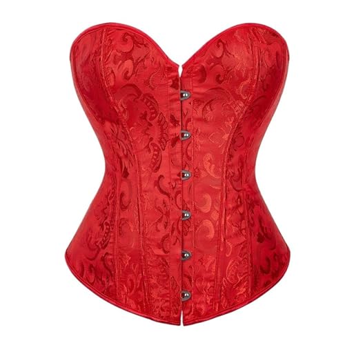 CSSHNL Korsett Bustier Corsage Design Schnürkörper-Shapewear-Kostüme Jacquard-Damen-Vollbrustkorsetts und Bustiers Corsage Damen(Color:Red,Size:XL) von CSSHNL