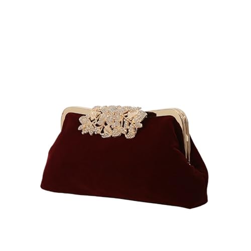 Perlen Clutch Damen Perlen Griff Abend Taschen Retro Elegante Frauen Handtaschen Mode Kupplung Geldbörsen for Bankett(Wine red) von CSSHNL