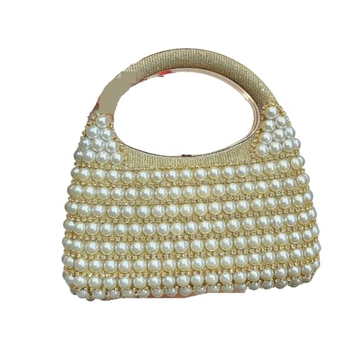 Perlen Clutch Funkelnde Perle Diamant Bankett Clutch Tasche Hochzeit Party Datum Abendessen Abend Kette Schulter(Gold) von CSSHNL