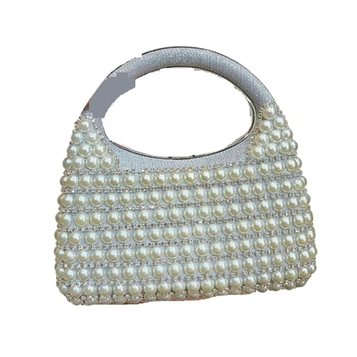 Perlen Clutch Funkelnde Perle Diamant Bankett Clutch Tasche Hochzeit Party Datum Abendessen Abend Kette Schulter(Silver) von CSSHNL
