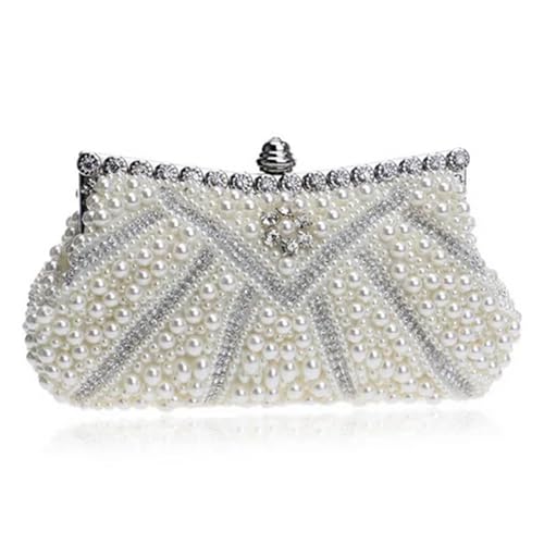 Perlen Clutch Perle Abend Tasche Handtaschen Frauen Taschen Designer GeldbörsenBeaded Kristall Schulter Hochzeit Party Kupplung(Beige) von CSSHNL