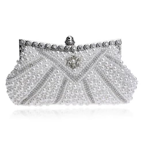 Perlen Clutch Perle Abend Tasche Handtaschen Frauen Taschen Designer GeldbörsenBeaded Kristall Schulter Hochzeit Party Kupplung(WHITE) von CSSHNL