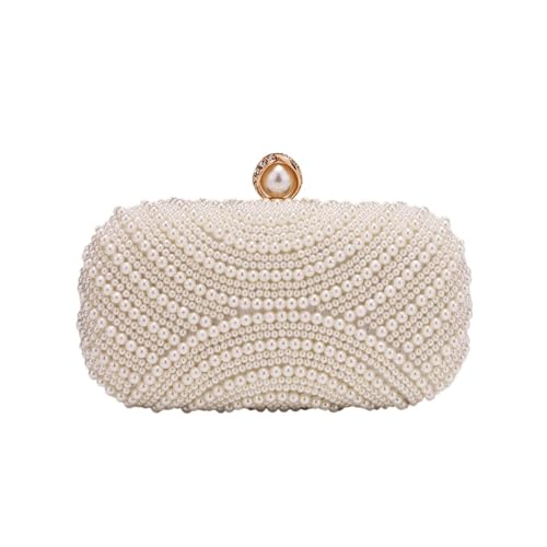 Perlen Clutch Perle Diamanten Abend Taschen Finger Ring Perlen Frauen Kupplung Party Stickerei Handtaschen Mit Kette(PEARL WHITE) von CSSHNL