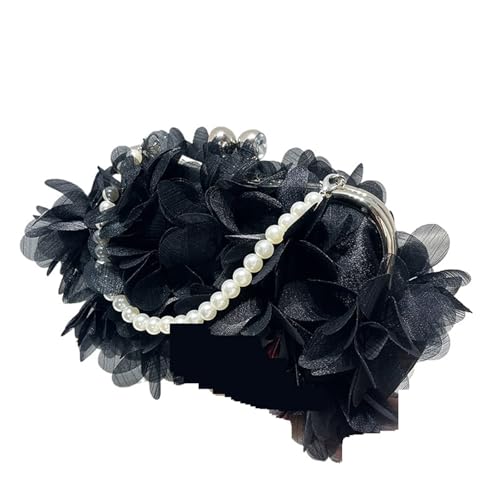 Perlen Clutch Perle Kette Abend Party Clutch Tasche Mode Blume Bankett Handheld Hochzeit Kleid Braut Handtasche(Black) von CSSHNL