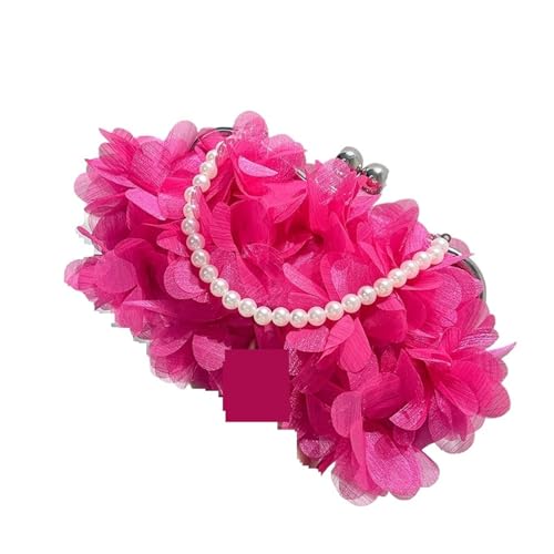Perlen Clutch Perle Kette Abend Party Clutch Tasche Mode Blume Bankett Handheld Hochzeit Kleid Braut Handtasche(Rose red) von CSSHNL