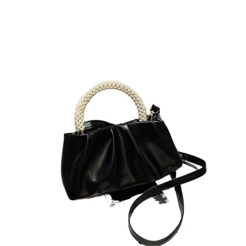 Perlen Clutch Perlengriff Damen Dinner Clutch Handtaschen Design Quadratische Schultertaschen Kleine Umhängetasche(Black) von CSSHNL
