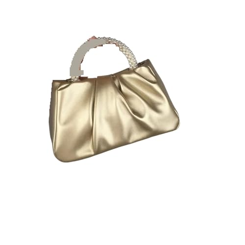 Perlen Clutch Perlengriff Damen Dinner Clutch Handtaschen Design Quadratische Schultertaschen Kleine Umhängetasche(Gold) von CSSHNL