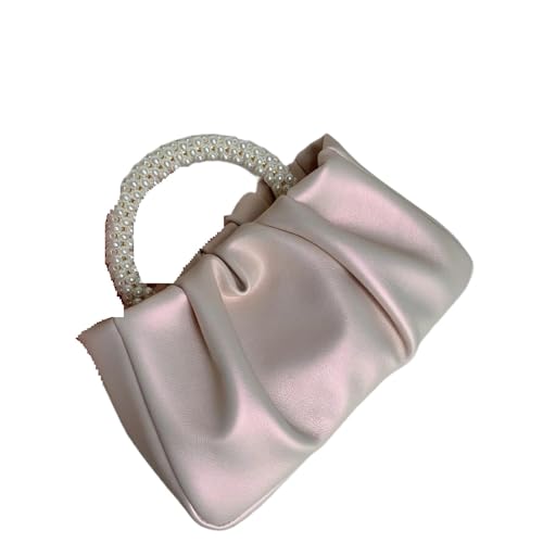 Perlen Clutch Perlengriff Damen Dinner Clutch Handtaschen Design Quadratische Schultertaschen Kleine Umhängetasche(Pink) von CSSHNL