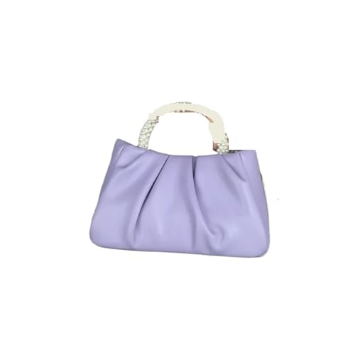 Perlen Clutch Perlengriff Damen Dinner Clutch Handtaschen Design Quadratische Schultertaschen Kleine Umhängetasche(Purple) von CSSHNL