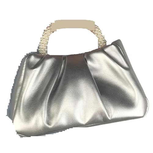 Perlen Clutch Perlengriff Damen Dinner Clutch Handtaschen Design Quadratische Schultertaschen Kleine Umhängetasche(Silver) von CSSHNL