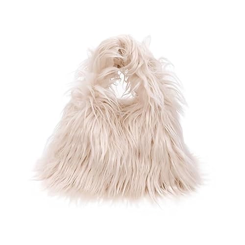 Plüsch Tasche Winter Weichen, Flauschigen Kunstpelz Tasche Frauen Einfarbig Plüsch Handtasche Casual Fuzzy Quadrat Reise Straße Umhängetasche Geldbörse Plüsch Handtasche (Color : Khaki) von CSSHNL