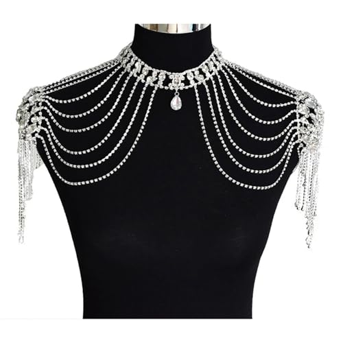 Schulterkette Mode Strass Schulter Kette Glänzende Hochzeit Party Kristall Braut Schmuck Dressing Zubehör von CSSHNL