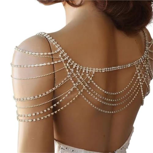 Schulterkette Strass Schulter Hain Schmuck Multi Level Boho Stil Hochzeit Braut Kristall Schal Körper Kette von CSSHNL