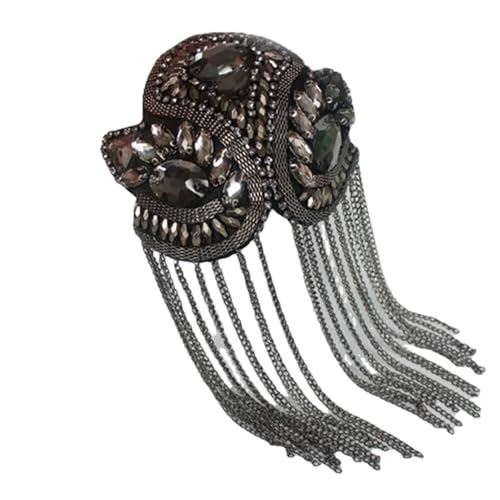 Schulterklappen 1Pcs Schulter Abzeichen Strass Handgemachte Mode Quaste Patch Kette Perlen Applique Metall Epaulette von CSSHNL