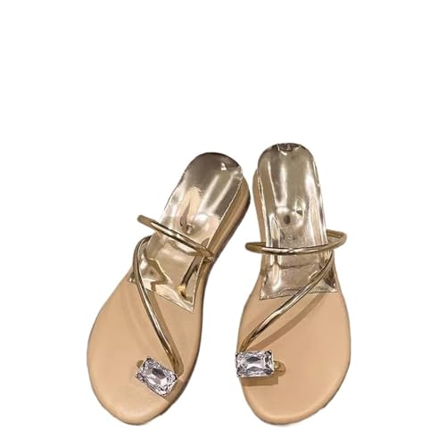 Strass Sandalen Damen Strass Sandalen High Heel Toe Fashion Niche Fairy Style Slip On(Gold,5.5) von CSSHNL