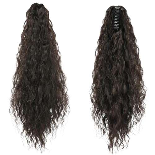 ponytail extension 1Pcs 22inch synthetische Frauen verworrene lockige Clip-on Pferdeschwanz Perücke Corn Wave Claw Clip Haarverlängerungen(Color 2) von CSSHNL