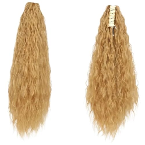 ponytail extension 1Pcs 22inch synthetische Frauen verworrene lockige Clip-on Pferdeschwanz Perücke Corn Wave Claw Clip Haarverlängerungen(Color 2) von CSSHNL