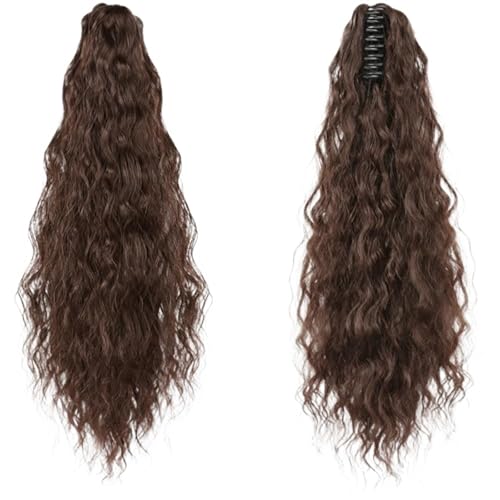 ponytail extension 1Pcs 22inch synthetische Frauen verworrene lockige Clip-on Pferdeschwanz Perücke Corn Wave Claw Clip Haarverlängerungen(Color 3) von CSSHNL