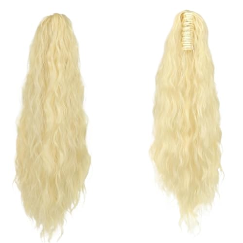 ponytail extension 1Pcs 22inch synthetische Frauen verworrene lockige Clip-on Pferdeschwanz Perücke Corn Wave Claw Clip Haarverlängerungen(Color 6) von CSSHNL