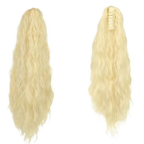 ponytail extension 1Pcs 22inch synthetische Frauen verworrene lockige Clip-on Pferdeschwanz Perücke Corn Wave Claw Clip Haarverlängerungen(Color 6) von CSSHNL