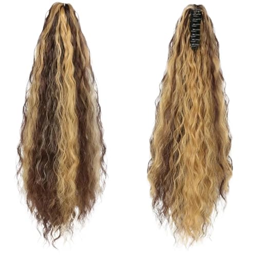 ponytail extension 1Pcs 22inch synthetische Frauen verworrene lockige Clip-on Pferdeschwanz Perücke Corn Wave Claw Clip Haarverlängerungen(Color 7) von CSSHNL