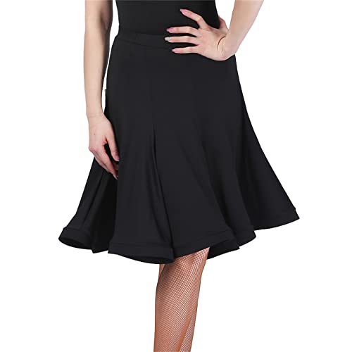 Frau Big Swing Dance Kurzer Rock Übungskleidung Cha Cha Rumba Samba Lateinisches Tanzkleid Bühnenkostüm Wettbewerb Tanzrock,Schwarz,3XL von CSSOL