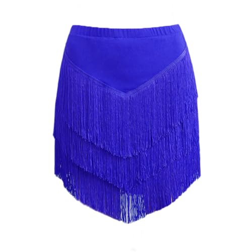 Kinder Fransen Kurzes Kleid Kinder Latin Dance Rock Übungskostüme für Mädchen Cha Cha Samba Tango Bühnenshow Gymnastik Tanzkleidung Quastenrock,Blue c,140cm von CSSOL