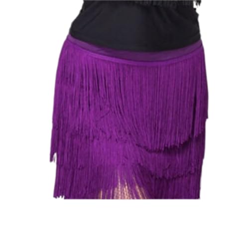 Kinder Fransen Kurzes Kleid Kinder Latin Dance Rock Übungskostüme für Mädchen Cha Cha Samba Tango Bühnenshow Gymnastik Tanzkleidung Quastenrock,Purple a,150cm von CSSOL
