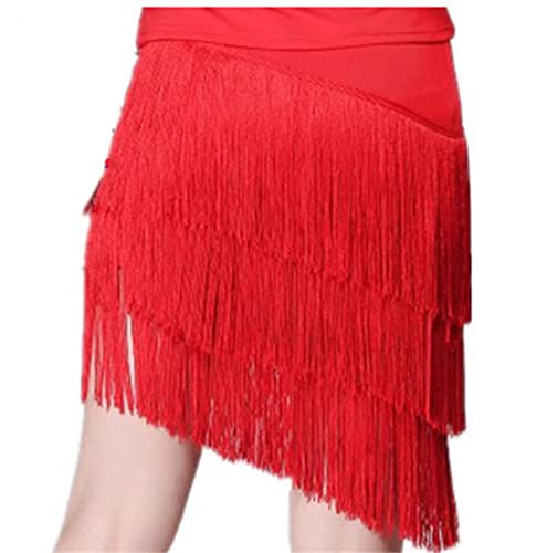 Kinder Fransen Kurzes Kleid Kinder Latin Dance Rock Übungskostüme für Mädchen Cha Cha Samba Tango Bühnenshow Gymnastik Tanzkleidung Quastenrock,Red b,120cm von CSSOL