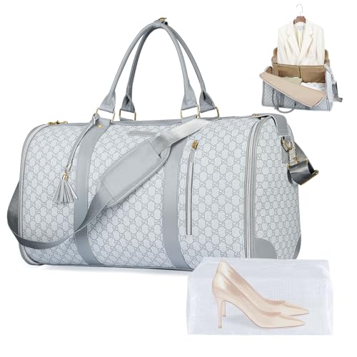 CSUNNUFA Convertible Reise-Anzugtasche 50 l, 2-in-1 Tasche mit wasserdichten Schuhen und Anti-Falt-System für Damen und Herren – ideal für Geschäftsreisen und Urlaub (grau) von CSUNNUFA