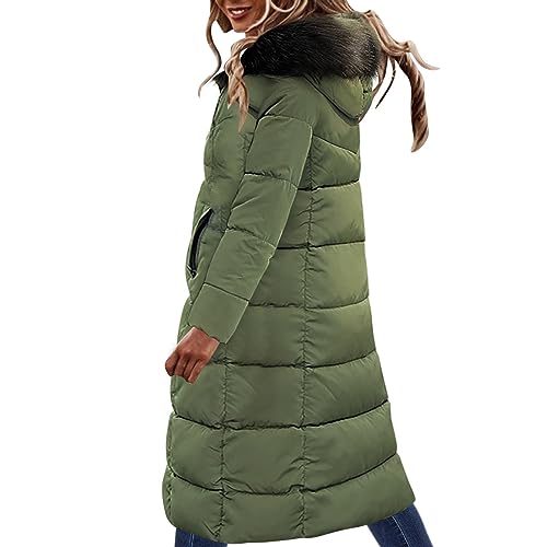 2023 Damen Schlicht Lang Daunenjacke Frauen Warme Jacke mit Kapuze Damen Herbst Winter Pufferjacke Daunenmantel Down Coat Steppjacke Übergangsjacke Mäntel von CSWH