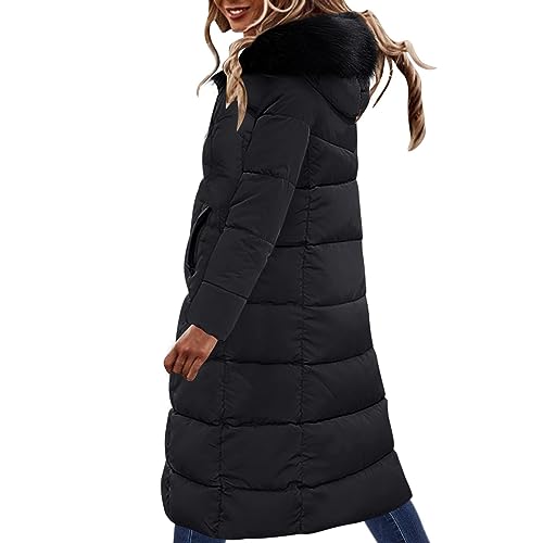 2023 Damen Schlicht Lang Daunenjacke Frauen Warme Jacke mit Kapuze Damen Herbst Winter Pufferjacke Daunenmantel Down Coat Steppjacke Übergangsjacke Mäntel von CSWH