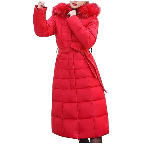 2023 Damen Winter Einfarbige Lang Jacke Daunenjacke Frauen Pufferjacke Windbreaker mit Reißverschluss Damen Klassische Down Coat Outdoorjacke Steppjacke Übergangsjacke von CSWH