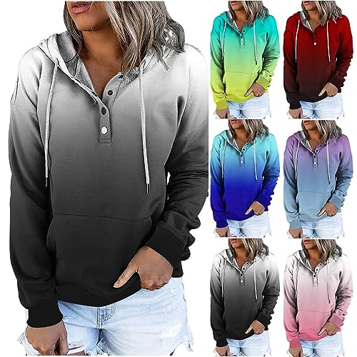 2023 Herbst Farbwechsel Hoodie für Damen Casual Sweatshirt Pullover mit Kapuze Breite Passung Kapuzenpullover mit Große Taschen Frühling Y2K Fashion Outdoor Streetwear Oberteile Tops von CSWH