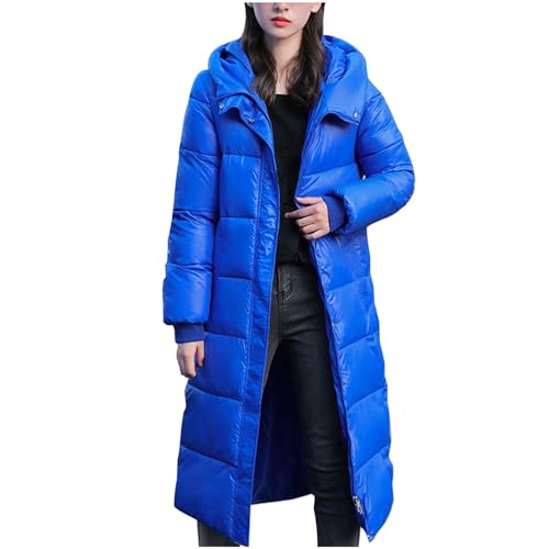 2023 Klassische Warme Jacke für Damen Plain Lang Daunenjacke Frauen Pufferjacke mit Kapuze Damen Herbst/Winter Winterjacke Windbreaker Down Coat Steppjacke von CSWH