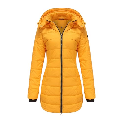 2023 Warme Jacke für Damen Einfarbige Slim Fit Daunenjacke Frauen Reißverschluss Winterjacke Pufferjacke Damen Daunenmantel Windbreaker Down Coat Übergangsjacke für Herbst/Winter von CSWH