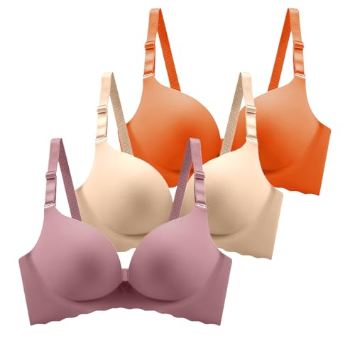 3er Pack BH Damen ohne Bügel Fraun Einfarbiges Push Up BH Sexy BH Set mit verstellbarem Mädchen 2024 Y2K Weich Bequemer BH Atmungsaktiver Unterwäsche Bra für Alltag von CSWH