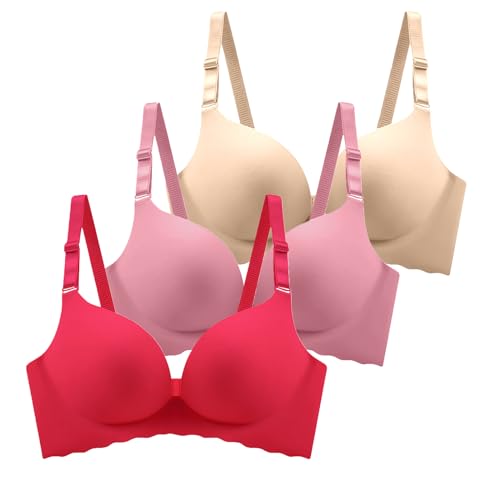 3er Pack BH Damen ohne Bügel Fraun Einfarbiges Push Up BH Sexy BH Set mit verstellbarem Mädchen 2024 Y2K Weich Bequemer BH Atmungsaktiver Unterwäsche Bra für Alltag von CSWH