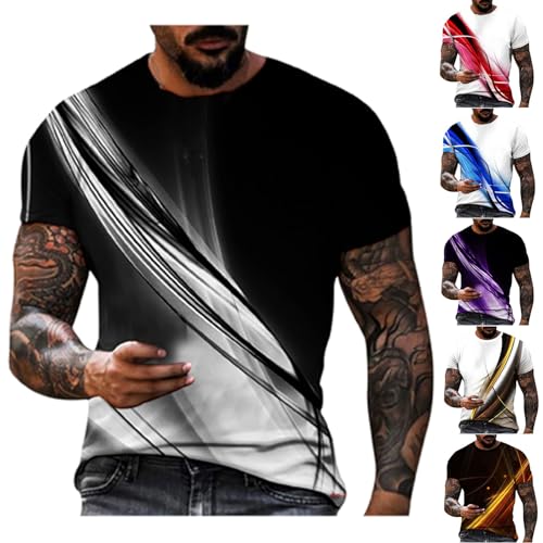 Amazon gutschein zum ausdrucken Herren T-Shirt mit 3D Druck Männer Sommer O-Neck Kurzarm Shirts Hemd Klassische geschnittene Tshirts Tops 2024 Jungen Sommer Sport Oberteile Y2K Streetwear von CSWH