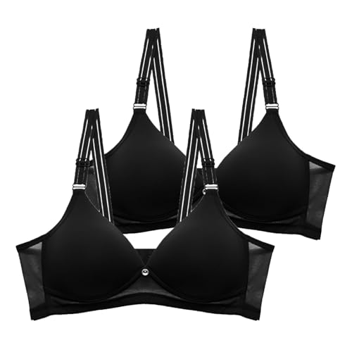CSWH 2er Pack BH Damen ohne Bügel Push Up BH Set Frauen Sexy Weich Atmungsaktiver Klassische BH Set für Damen Bequemer BH Unterwäsche Bra mit verstellbarem für Alltag von CSWH