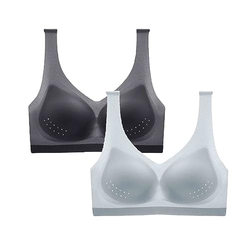 CSWH 2er Pack Damen Seamless Sport BH ohne Buegel mit Merfarben Wohlfühl-BH Bustiers Bügelloser Soft Bra Komfort-BH Schlaf-BH Freizeit- und Sport BH Seamless Sporttop von CSWH