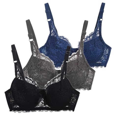 CSWH 3er Pack BHS Damen mit Bügel Fraun Spitzen-BH Set mit verstellbarem Push Up Sexy BH Mädchen Atmungsaktiver Weich Bequemer Y2K Unterwäsche Bra für Alltag CSWH 3er Pack BHS Damen mit Bügel Fraun Spitzen-BH Set mit verstellbarem Push Up Sexy BH Mädchen Atmungsaktiver Weich Bequemer Y2K Unterwäsche Bra für Alltag von CSWH
