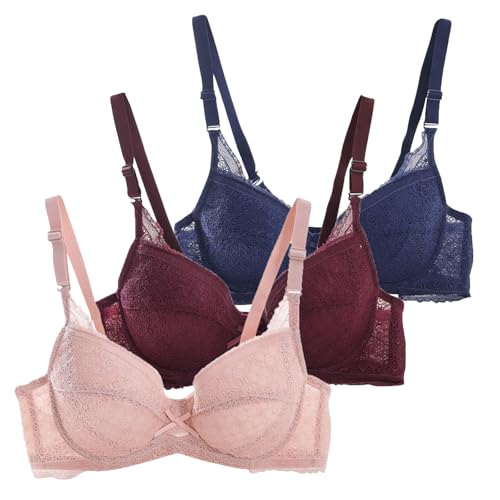 CSWH 3er-Pack BHS Damen Push Up Spitzen-BH mit Bügel Sexy Grosse Grössen Klassische BH mit verstellbarem Fraun Weich Atmungsaktiver Bequemer Unterwäsche Bra Set CSWH 3er-Pack BHS Damen Push Up Spitzen-BH mit Bügel Sexy Grosse Grössen Klassische BH mit verstellbarem Fraun Weich Atmungsaktiver Bequemer Unterwäsche Bra Set von CSWH