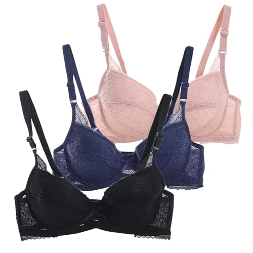 CSWH 3er-Pack BHS Damen Push Up Spitzen-BH mit Bügel Sexy Grosse Grössen Klassische BH mit verstellbarem Fraun Weich Atmungsaktiver Bequemer Unterwäsche Bra Set CSWH 3er-Pack BHS Damen Push Up Spitzen-BH mit Bügel Sexy Grosse Grössen Klassische BH mit verstellbarem Fraun Weich Atmungsaktiver Bequemer Unterwäsche Bra Set von CSWH