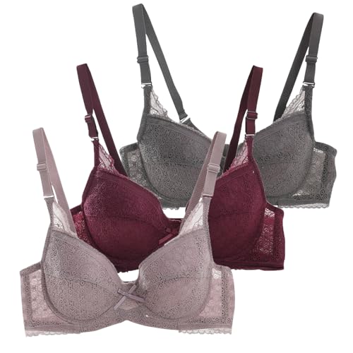 CSWH 3er-Pack BHS Damen Push Up Spitzen-BH mit Bügel Sexy Grosse Grössen Klassische BH mit verstellbarem Fraun Weich Atmungsaktiver Bequemer Unterwäsche Bra Set CSWH 3er-Pack BHS Damen Push Up Spitzen-BH mit Bügel Sexy Grosse Grössen Klassische BH mit verstellbarem Fraun Weich Atmungsaktiver Bequemer Unterwäsche Bra Set von CSWH